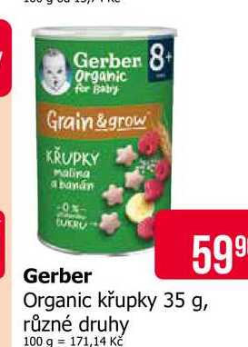 Gerber Organic křupky 35 g, různé druhy Teta drogerie