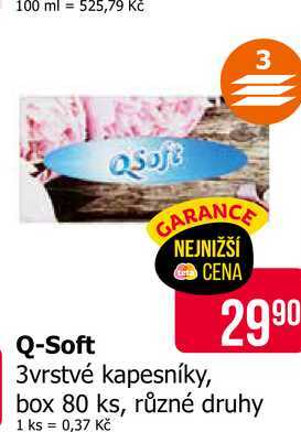 Q-Soft 3vrstvé kapesníky, box 80 ks, různé druhy Teta drogerie