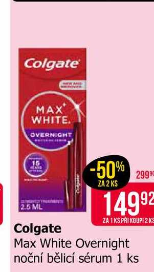 Colgate Max White Overnight noční bělicí sérum 1 ks Teta drogerie