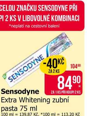 Sensodyne Extra Whitening zubní pasta 75 ml Teta drogerie