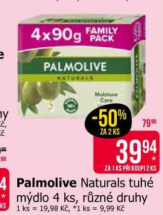 Palmolive Naturals tuhé mýdlo 4 ks, různé druhy Teta drogerie