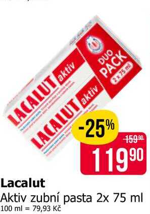 LACALUT Aktiv zubní pasta 2x 75 ml Teta drogerie
