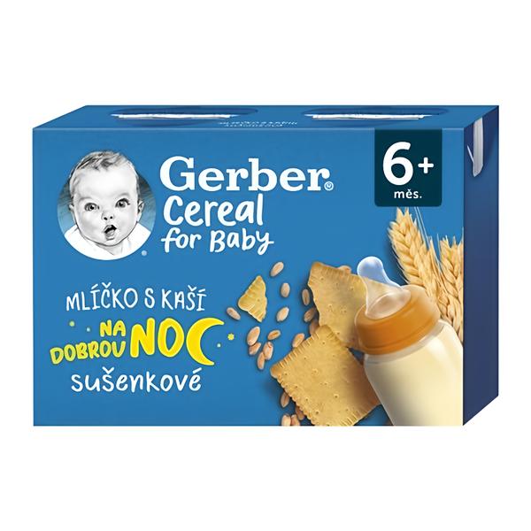 Gerber Mlíčko s kaší sušenkové 2x200 ml Košík.cz