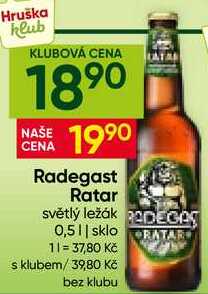 Radegast Ratar světlý ležák 0,5l sklo 