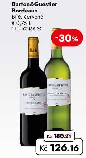 Barton & Guestier Bordeaux Bílé, červené à 0,75 L  