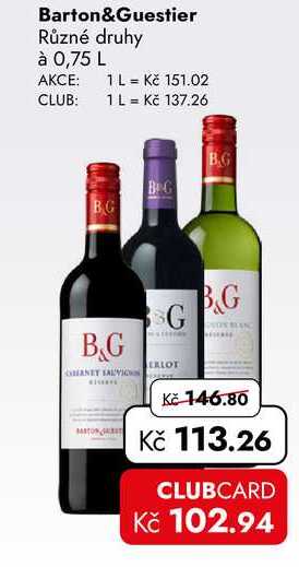 Barton&Guestier Různé druhy à 0,75 L  
