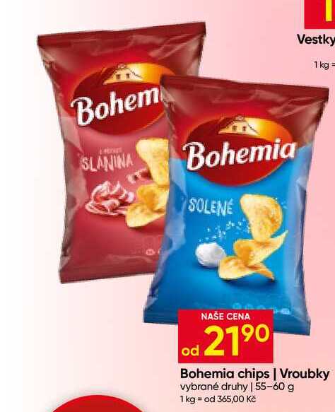 Bohemia chips, Vroubky vybrané druhy 55-60 g