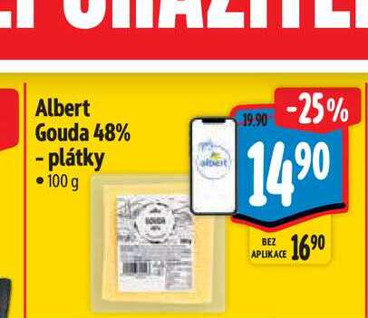Albert Gouda 48% plátky  100 g 