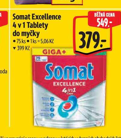 Somat Excellence 4 v 1 Tablety do myčky 75 ks Albert