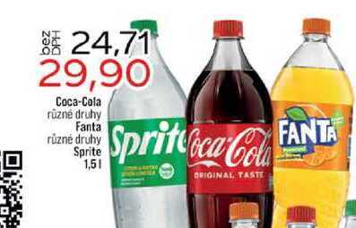 Coca-Cola různé druhy Fanta různé druhy Sprite 1,5l