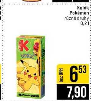 Kubík Pokémon různé druhy 0,2l JIP