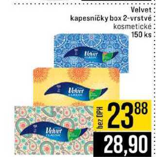Velvet kapesničky box 2-vrstvé Velvet kosmetické 150 ks