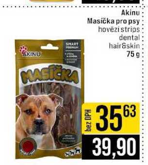 Akinu Masička pro psy hovezi strips dental hair&skin 75g
