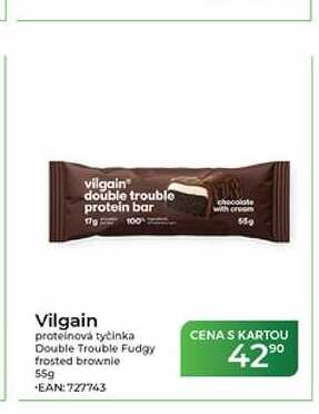 Vilgain proteinová tyčinka Double Trouble Fudgy frosted brownie 55g