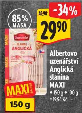Albertovo uzenářství Anglická slanina MAXI, 150 g  