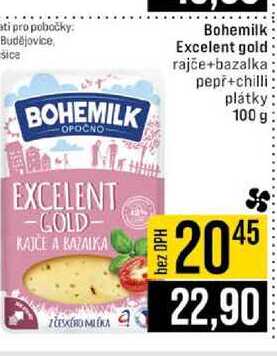 Bohemilk Excelent gold rajče+bazalka pepř+chilli plátky 100 g 