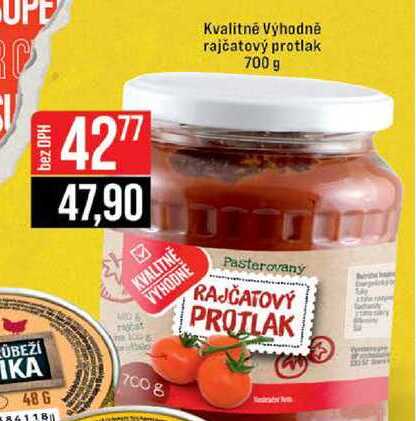 Kvalitné Výhodně rajčatový protlak 700 g