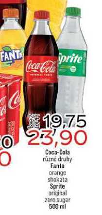 Coca-Cola různé druhy Fanta orange shokata Sprite original zero sugar 500 ml 
