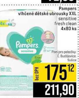 Pampers vlhčené dětské ubrousky XXL Pampers sensitive sensitive fresh clean 4x80 ks JIP
