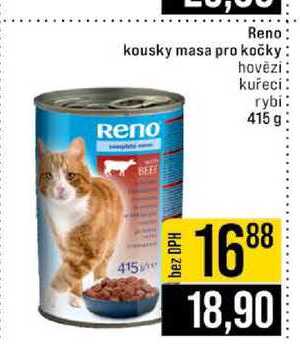 Reno kousky masa pro kočky hovězí kuřeci rybi 415 g 