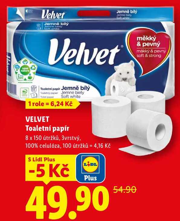 VELVET Toaletní papír, 8 rolí Lidl