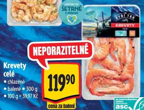Krevety celé, 300 g  
