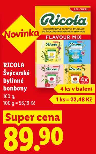 RICOLA Švýcarské bylinné bonbony, 160 g