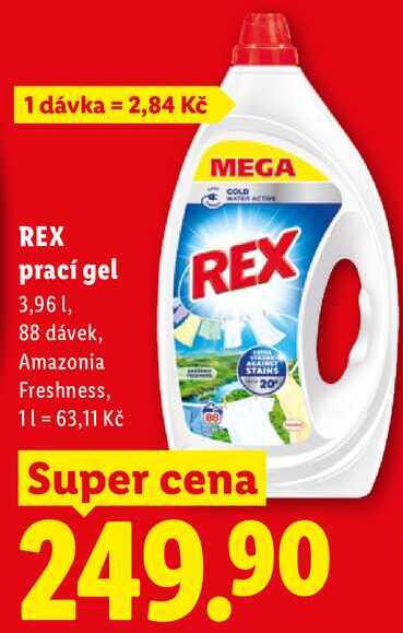 REX prací gel, 3,96 l/88 PD Lidl
