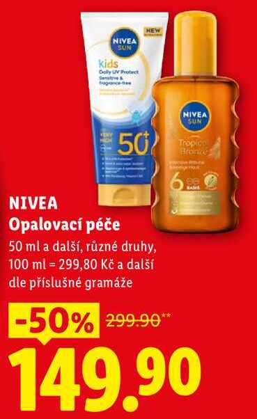 NIVEA Opalovací péče, 50 ml a další Lidl