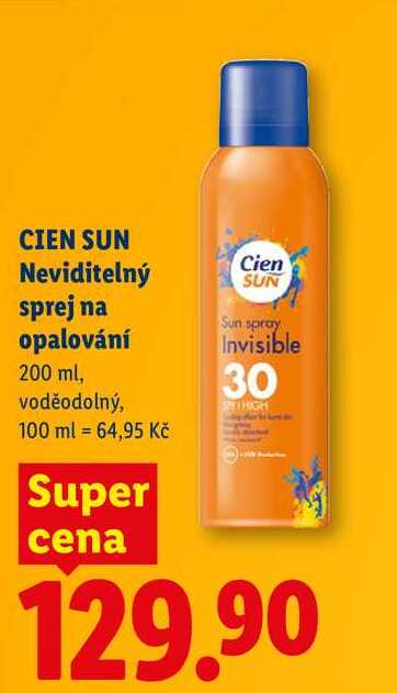 CIEN SUN Neviditelný sprej na opalování, 200 ml