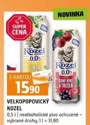 VELKOPOPOVICKÝ KOZEL 0,5l nealkoholické pivo ochucené vybrané druhy