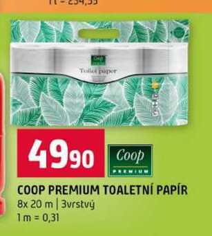 COOP PREMIUM TOALETNÍ PAPÍR 8x 20 m 3vrstvý Terno