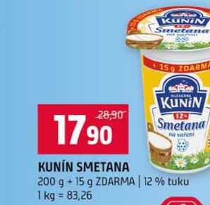 KUNIN SMETANA 200 g + 15 g ZDARMA 12% tuku 
