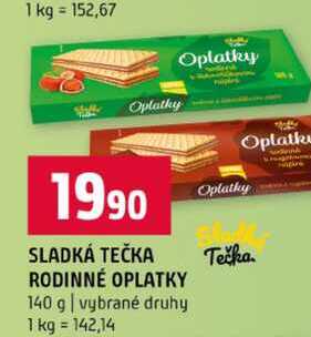 SLADKÁ TEČKA RODINNÉ OPLATKY 140 g vybrané druhy 