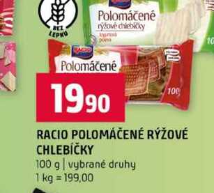 RACIO POLOMÁČENÉ RÝŽOVÉ CHLEBÍČKY 100 g vybrané druhy 