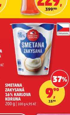 SMETANA ZAKYSANÁ 16% KARLOVA KORUNA 200 g v akci