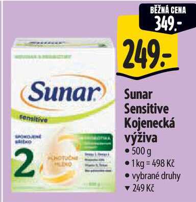 Sunar sensitive Kojenecká výživa, 500 g Albert