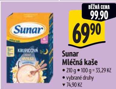 Sunar Mléčná kaše, 210 g Albert