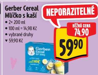 Gerber Cereal Mlíčko s kaší, 2x 200 ml Albert