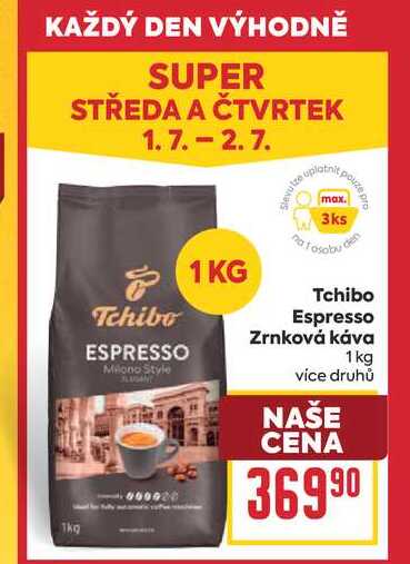 Tchibo Espresso Zrnková káva 1 kg 
