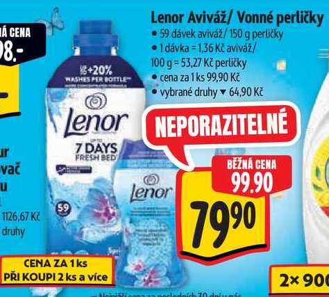 Lenor Aviváž/Vonné perličky, 59 dávek aviváž/150 g perličky Albert