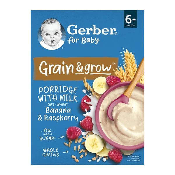 Gerber Natural mléčná kaše pšenično-ovesná malina a banán Košík.cz