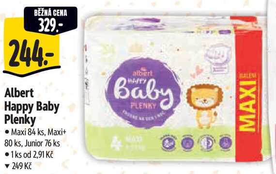Albert Happy Baby Plenky, Maxi 84 ks, Maxi+ 80 ks, Junior 76 ks  