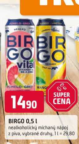 BIRGO 0,5l nealkoholický míchaný nápoj z piva, vybrané druhy
