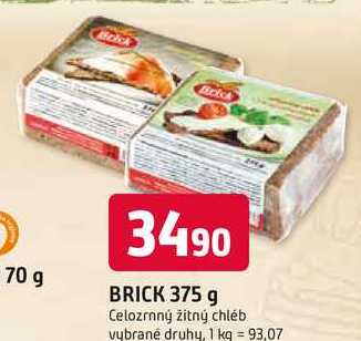 BRICK 375 g Celozrnný žitný chléb vybrané druhy