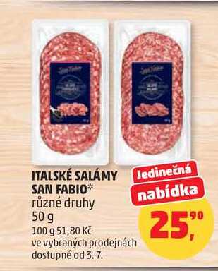 ITALSKÉ SALÁMY SAN FABIO různé druhy 50 g