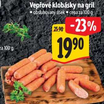 Vepřové klobásky na gril, cena za 100 g 