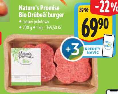 Nature's Promise Bio Drůbeží burger, 200 g