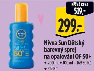 Nivea Sun Dětský barevný sprej na opalování OF 50+, 200 ml 