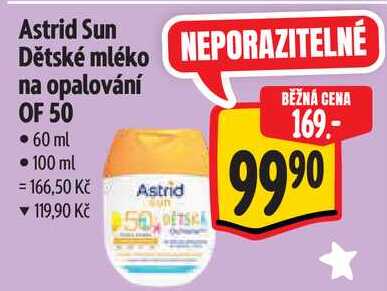 Astrid Sun Dětské mléko na opalování OF 50, 60 ml Albert